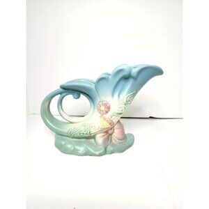 VINTAGE HULL AMERICAN ART POTTERY BOW KNOT PASTEL CORNUCOPIA VASE